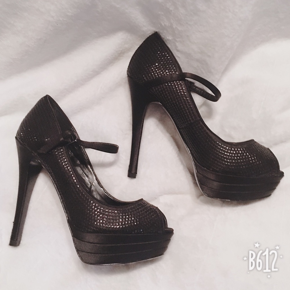 Sparkle Rhinestone High Stiletto Ankle-Strap Heels